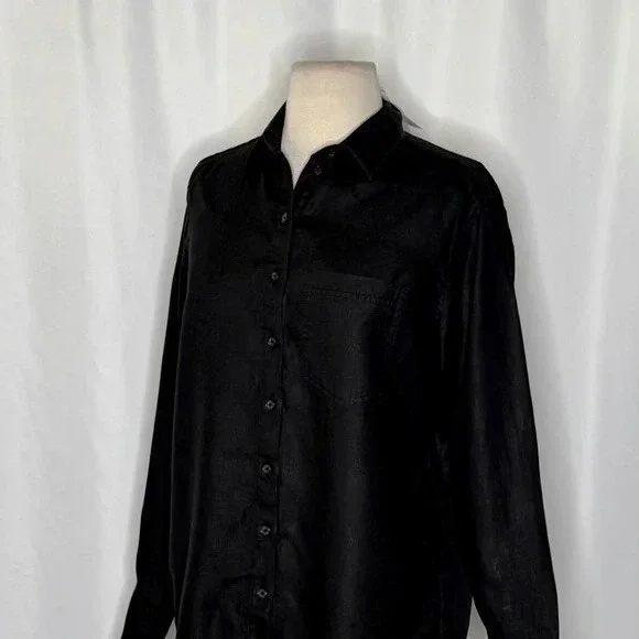 NWT!! J. CREW Garçon Classic Shirt Baird McNutt Irish Linen Solid Black Size 12